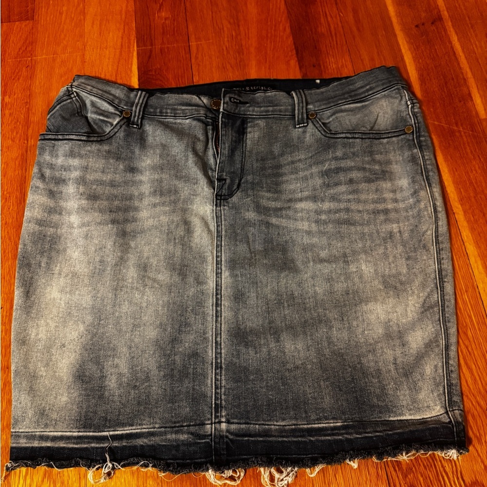 Rock & Republic Faded Black Denim Mini Skirt